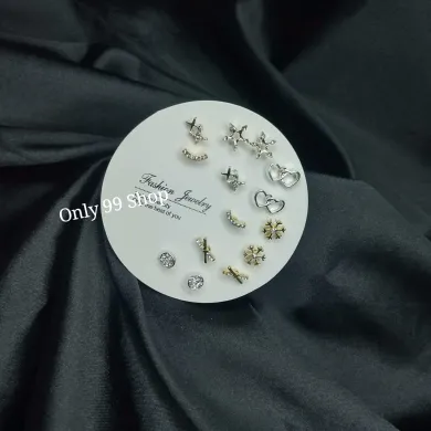 Korean Small Geometric Earrings Set